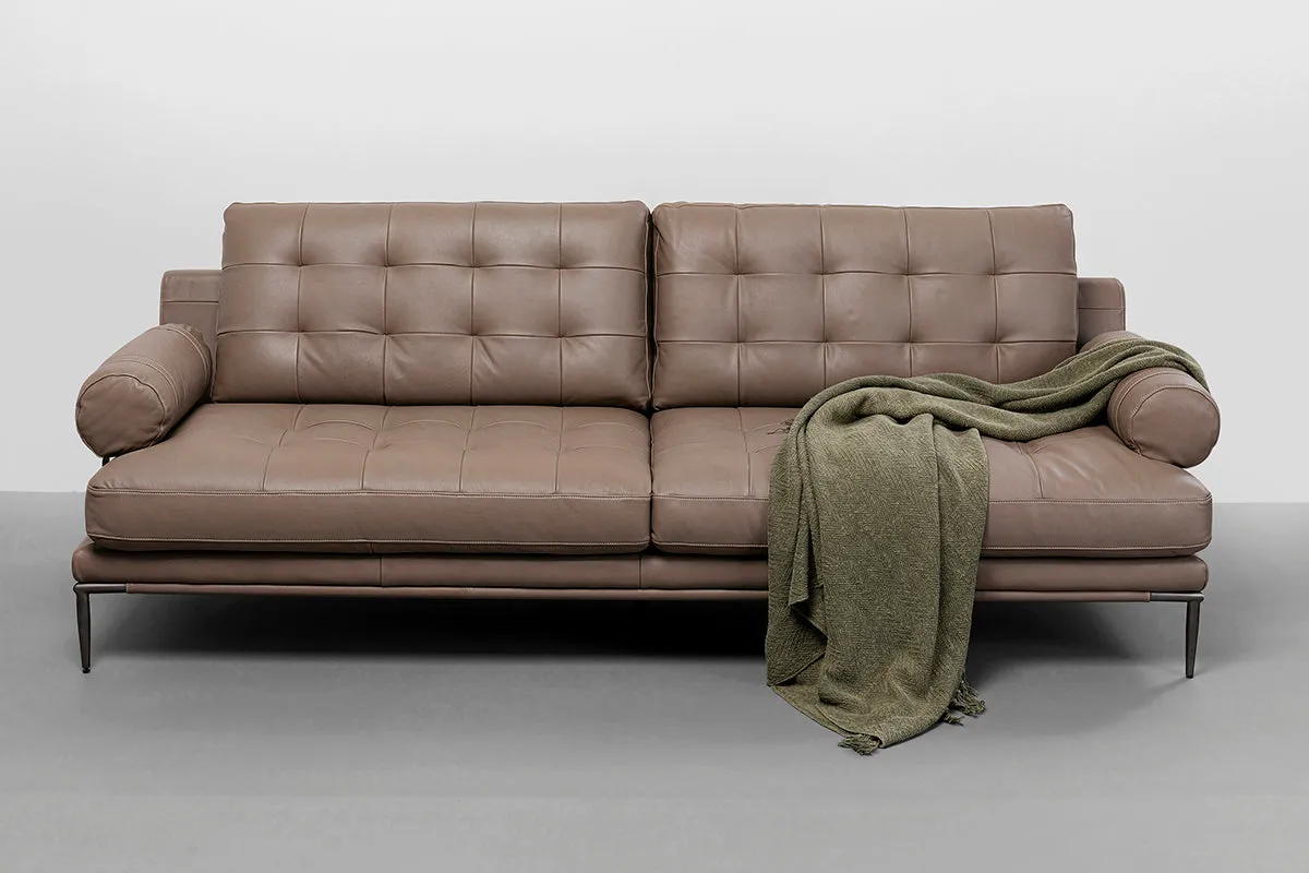 Academy Grey Leather Sofa