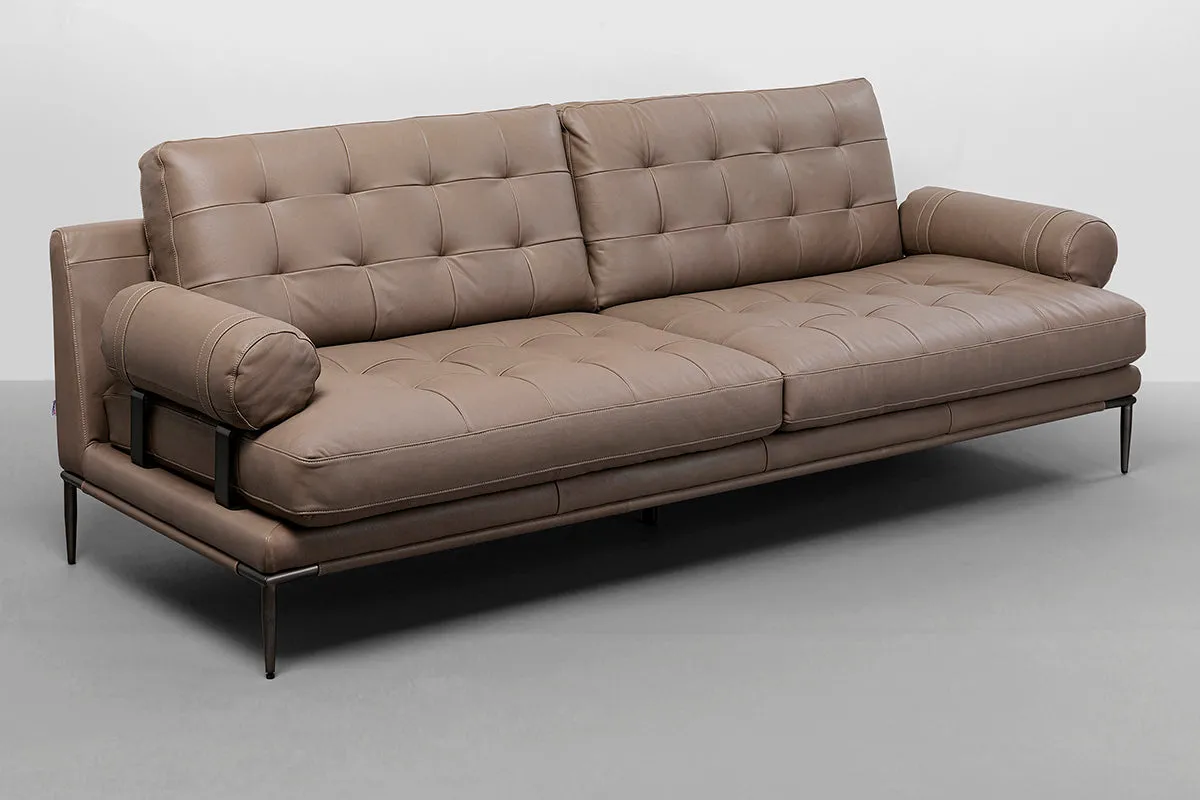 Academy Grey Leather Sofa