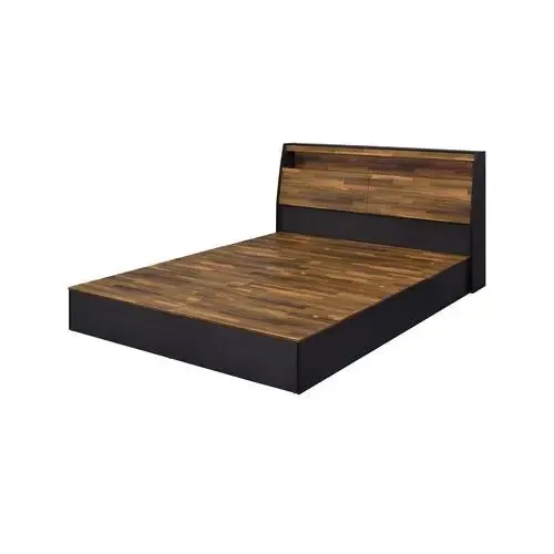 Adley Queen Bed w/Storage, Walnut & Black Finish