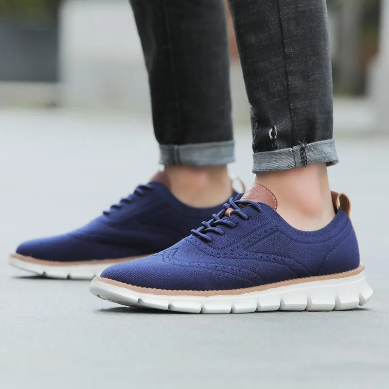 Autumn Comfy breathable Orthopedic Oxford Sneakers For Wide Feet - Blue