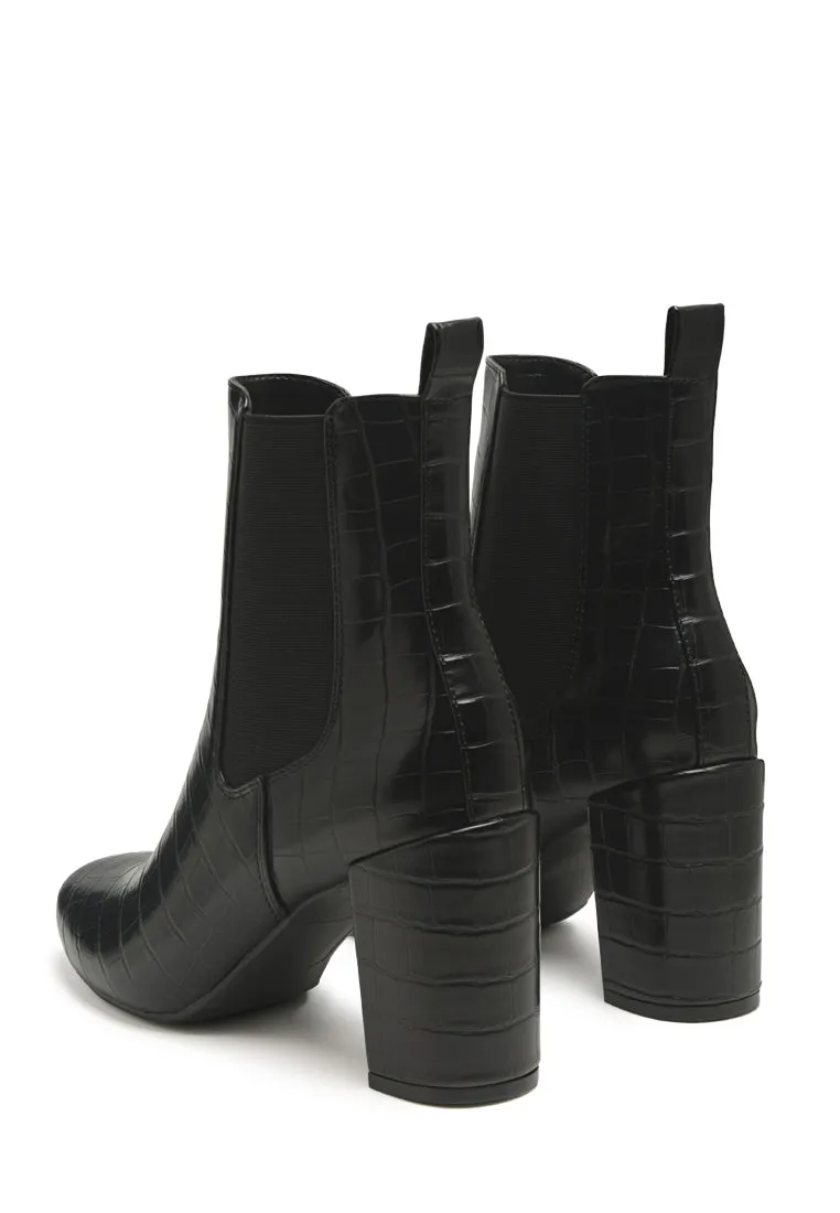 Babbel Faux Leather Block Heel Ankle Boots