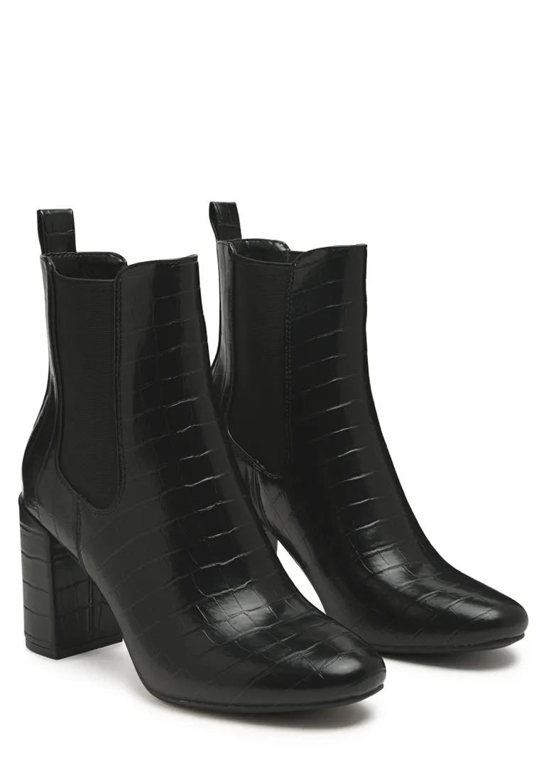 Babbel Faux Leather Block Heel Ankle Boots