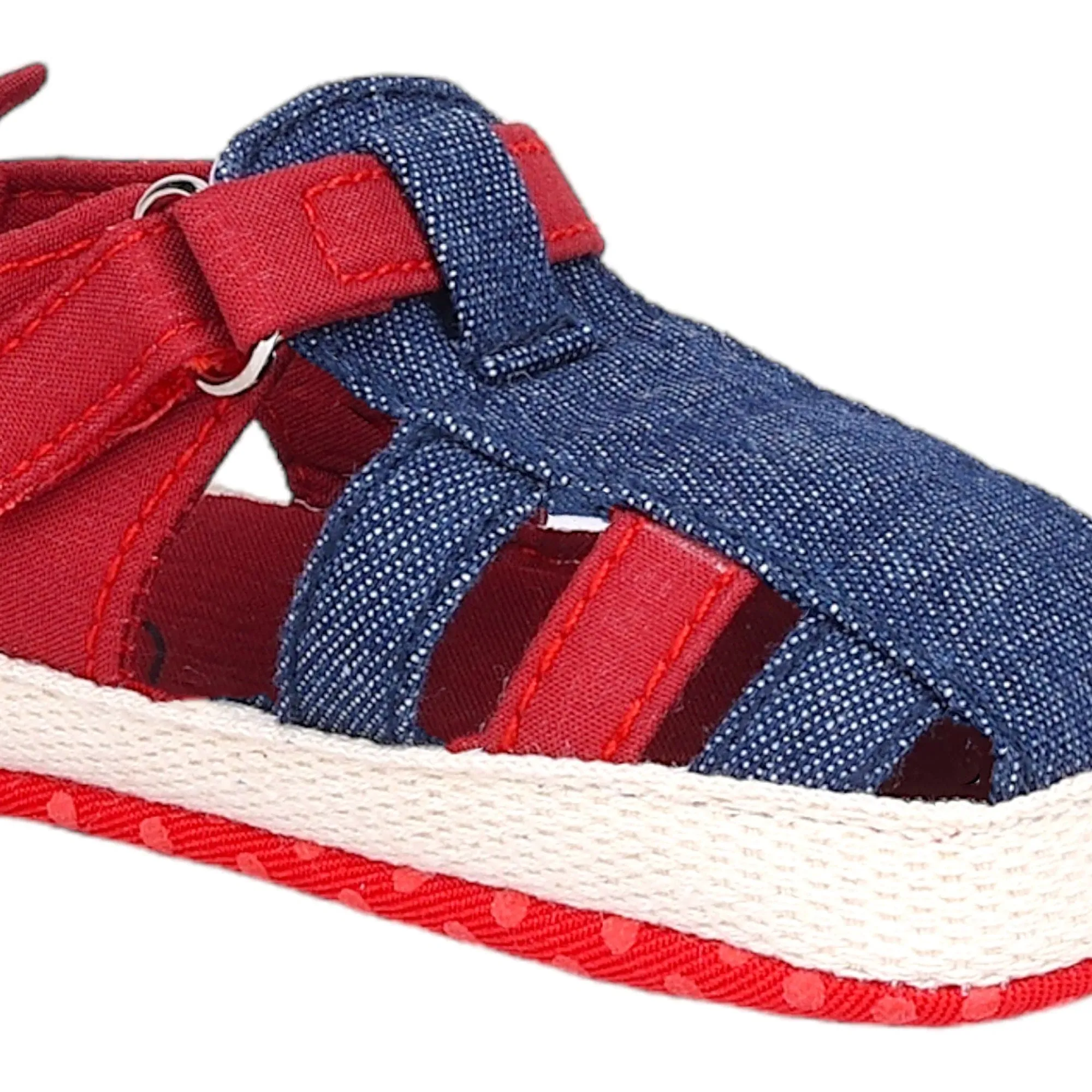 Baby Moo Stylish Denim Breathable Velcro Straps Anti-Skid Sandals - Blue