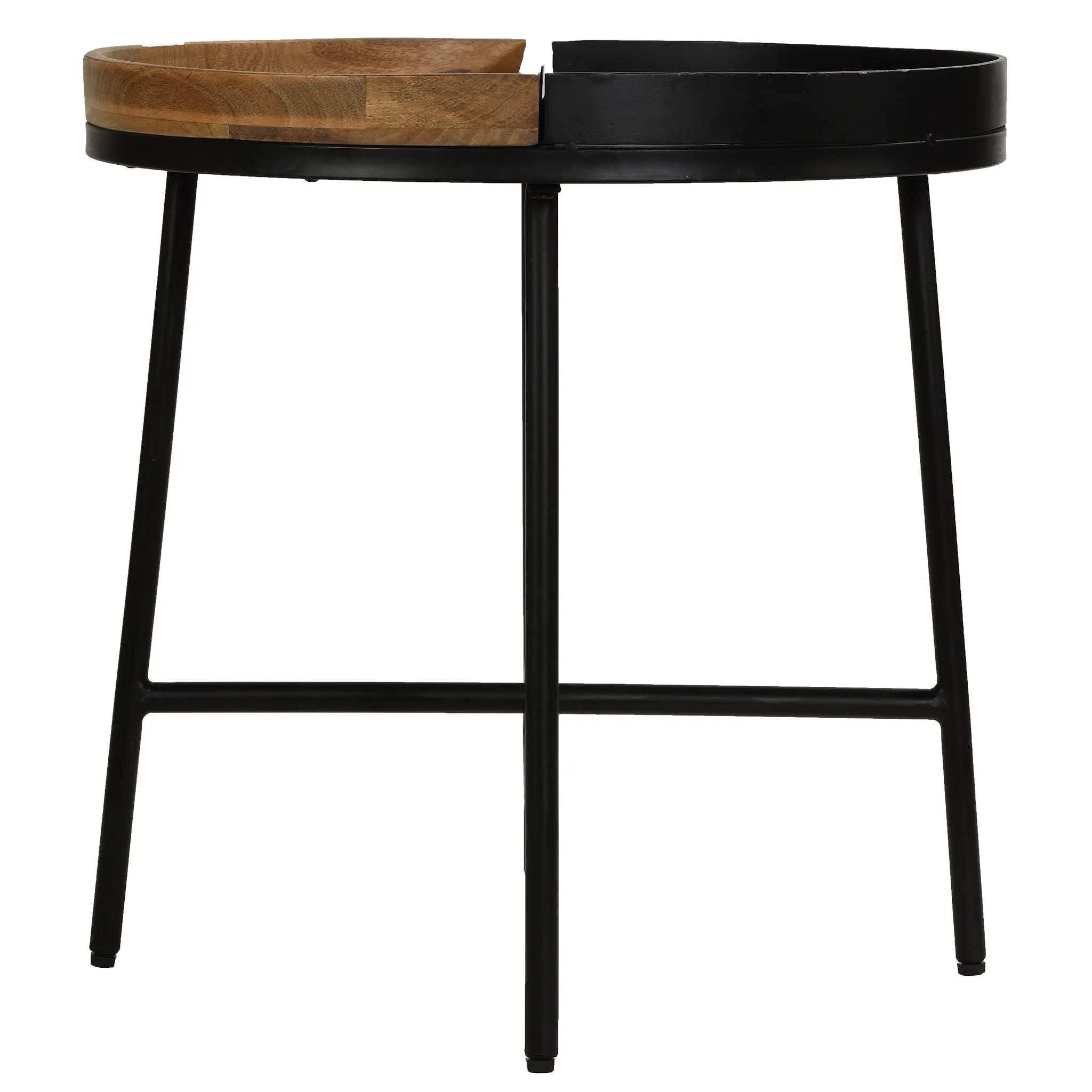 Bare Decor Dalma Accent Table with Half Wood Top and Half Metal, Round 22"