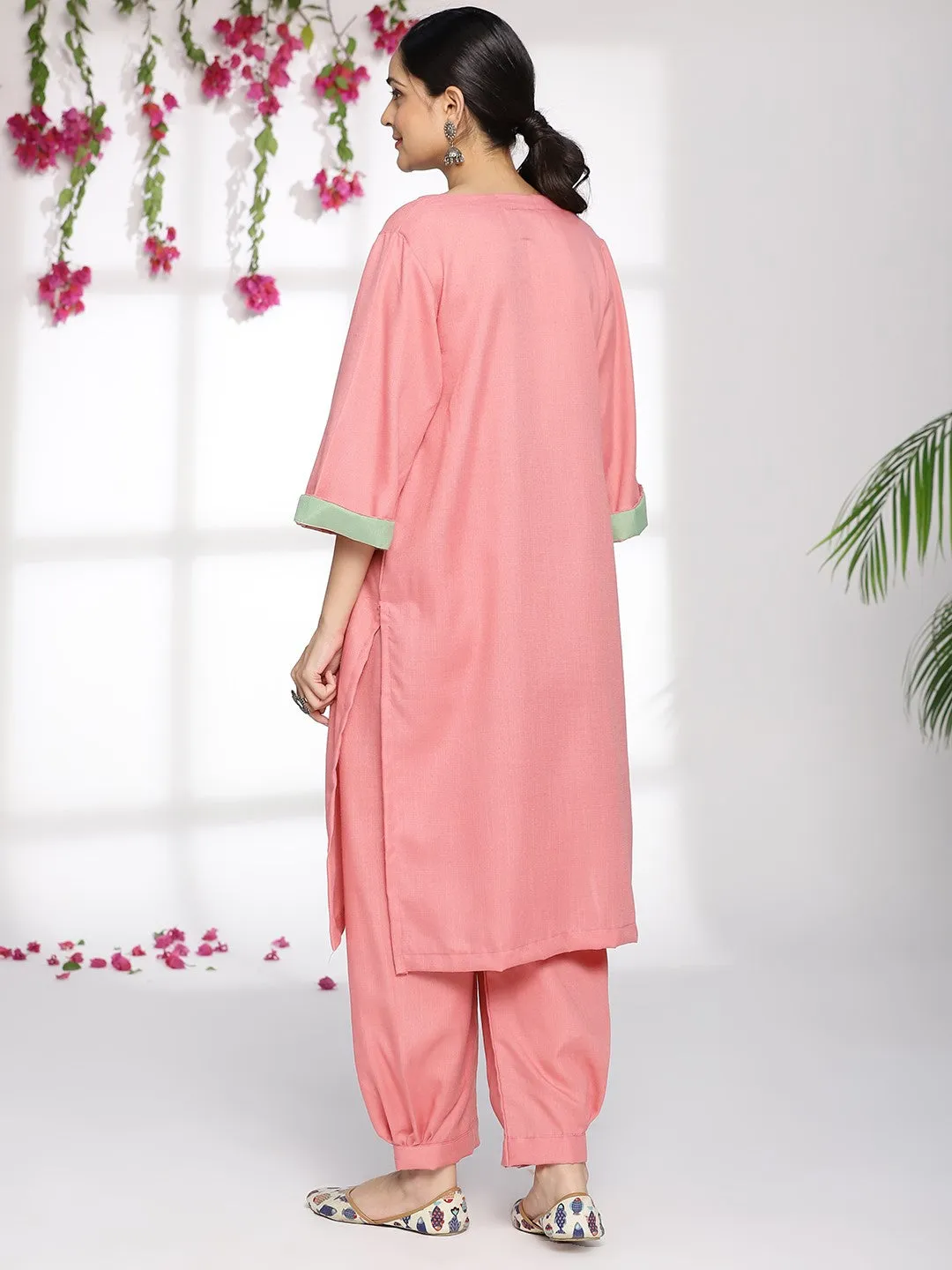 Blush CottonSlub LongKurta & AfghaniSalwar