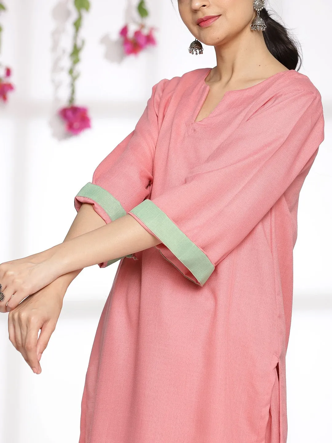 Blush CottonSlub LongKurta & AfghaniSalwar