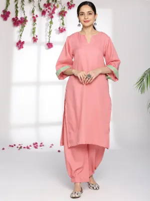 Blush CottonSlub LongKurta & AfghaniSalwar