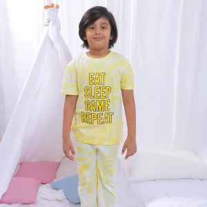 Boys Knitted Nightwear Eat Sleep - Yellow