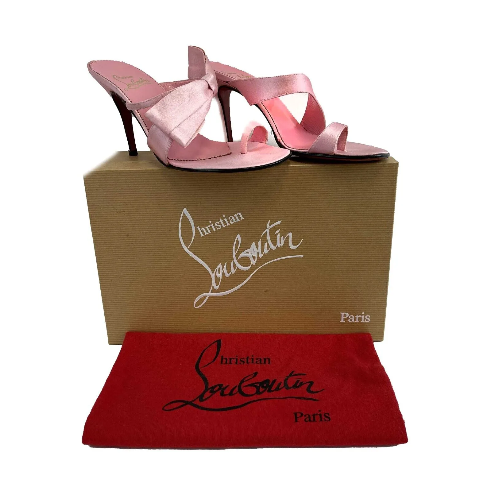 Christian Louboutin - Excellent - Elys Satin 312 Pink Heels 37.5 US 7.5