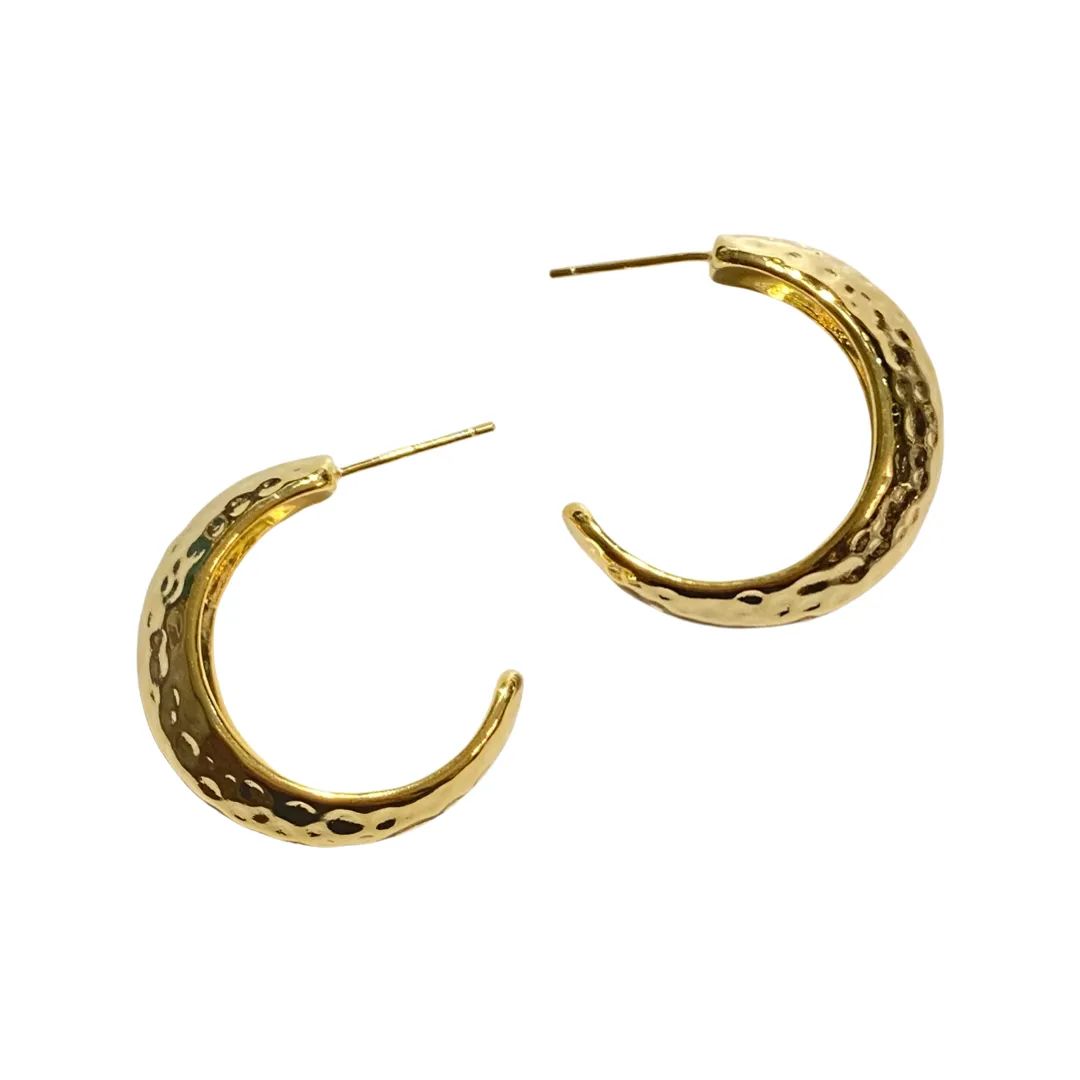 Deandra Hammered Crescent Hoop Studs