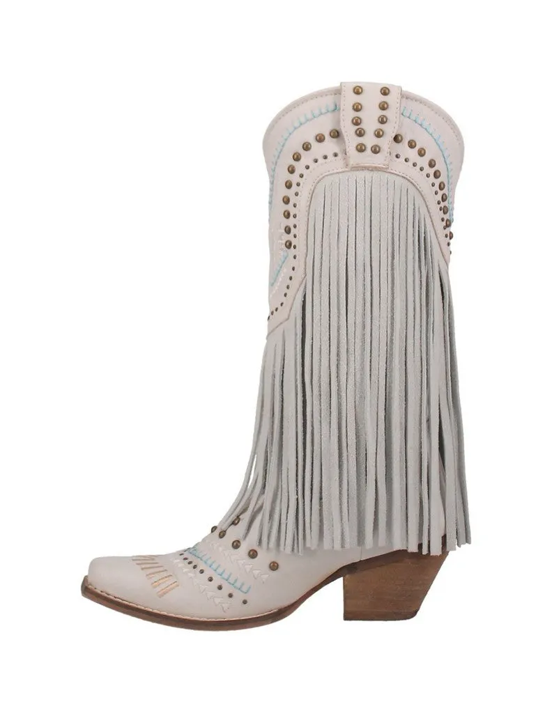 Dingo Western Boots Women's 13" Gypsy Fringe Snip DI737 WHT