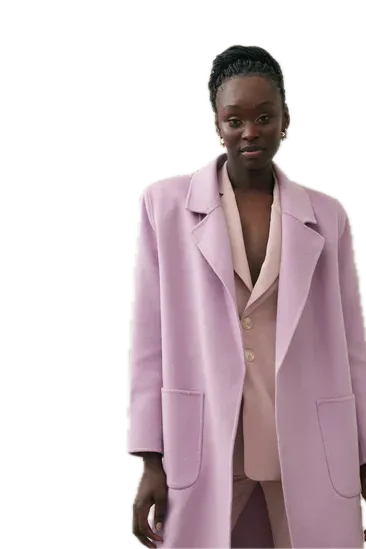 Elliatt Justine Wool-Blend Coat in Lilac - Open Front with Notch Collar