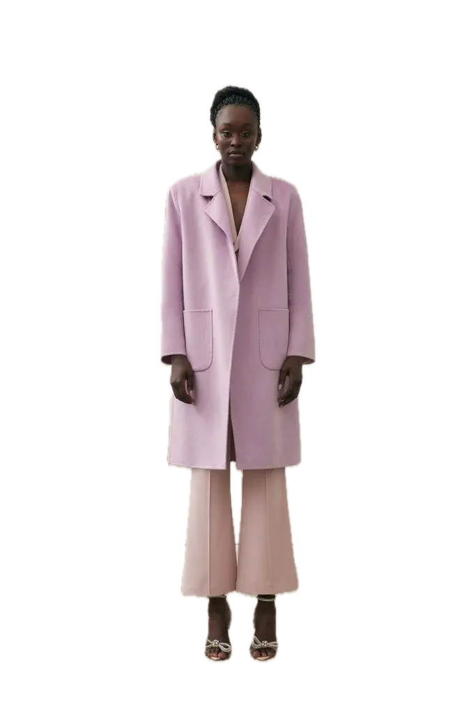 Elliatt Justine Wool-Blend Coat in Lilac - Open Front with Notch Collar