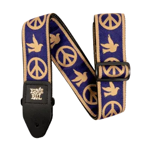 Ernie Ball Navy Blue And Beige Peace Love Dove Jacquard Strap