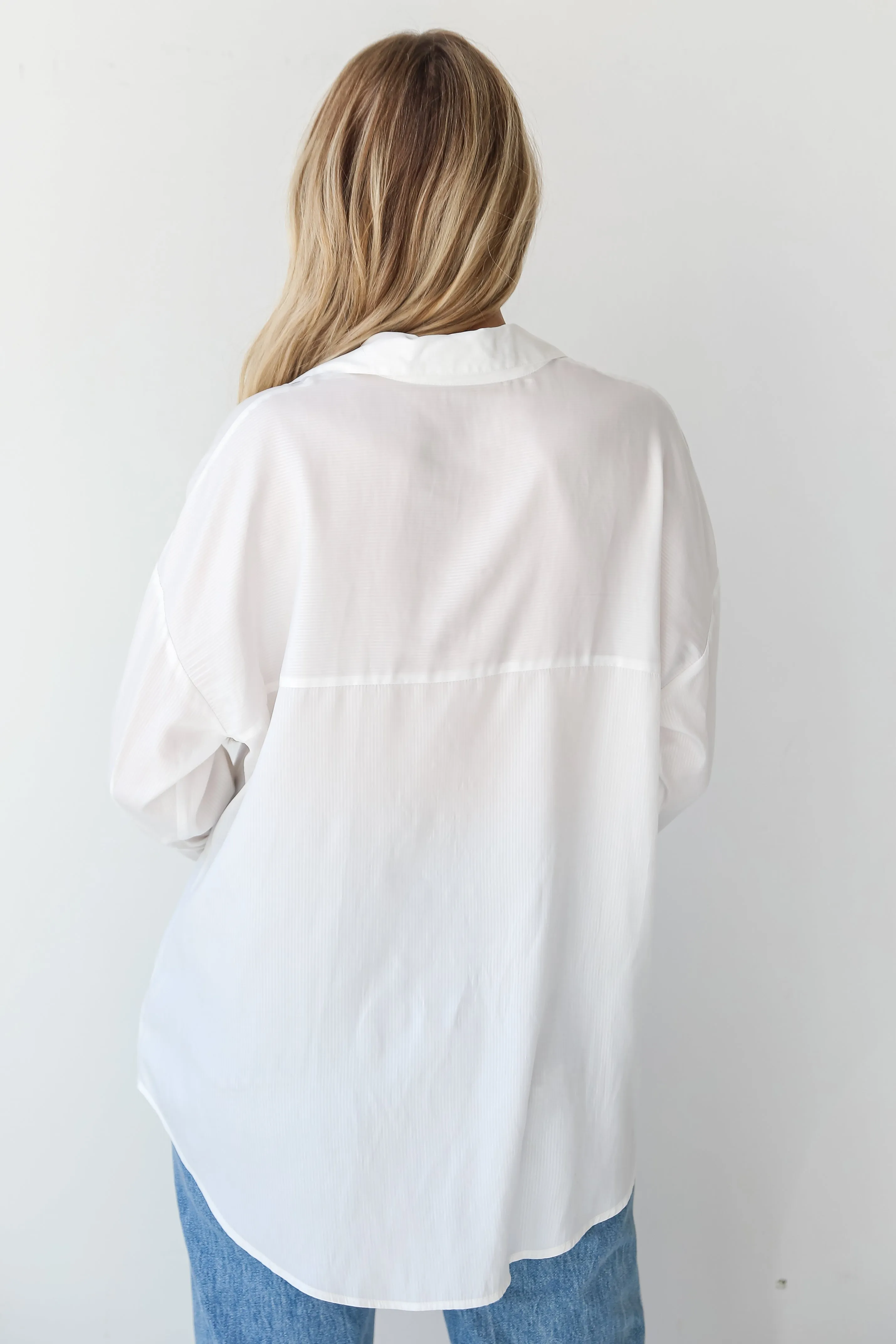 FINAL SALE - Effortless Upgrade White Satin Oversized Blouse