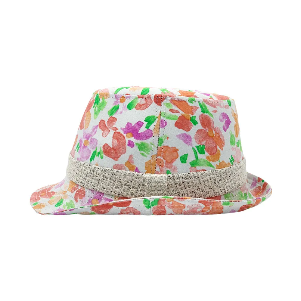 Flower Pattern Fedora Hat Short Brim Sun Hat Classic Trilby LD61517