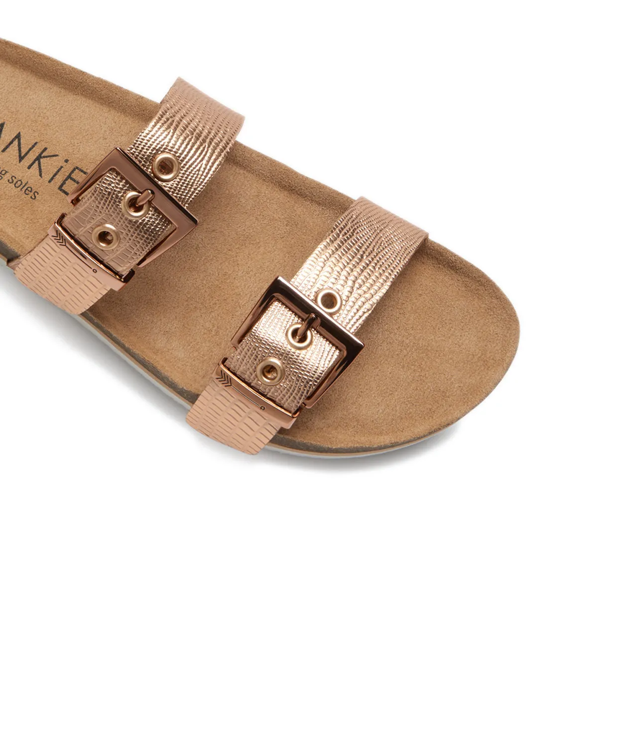 FRANKIE4 Sandy III Rose Gold Lizard Emboss Sandals