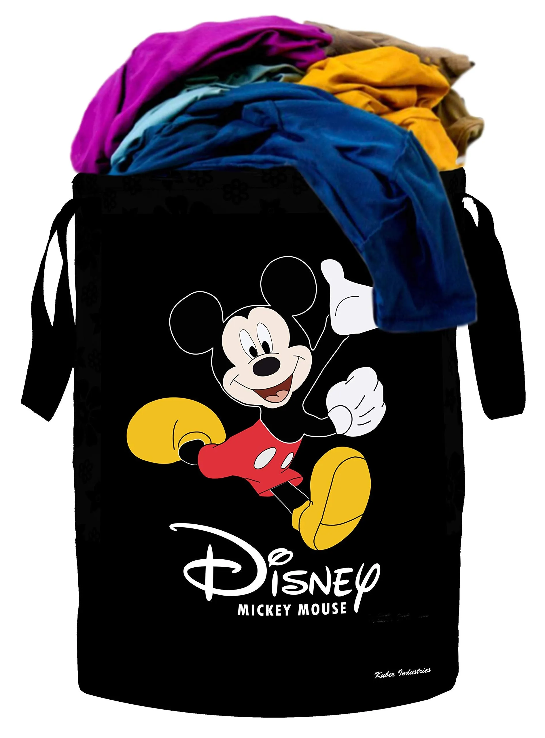 Fun Homes Disney Print Waterproof Canvas Laundry Bag, Toy Storage, Laundry Basket Organizer 45 L (Black), CTKTC46848