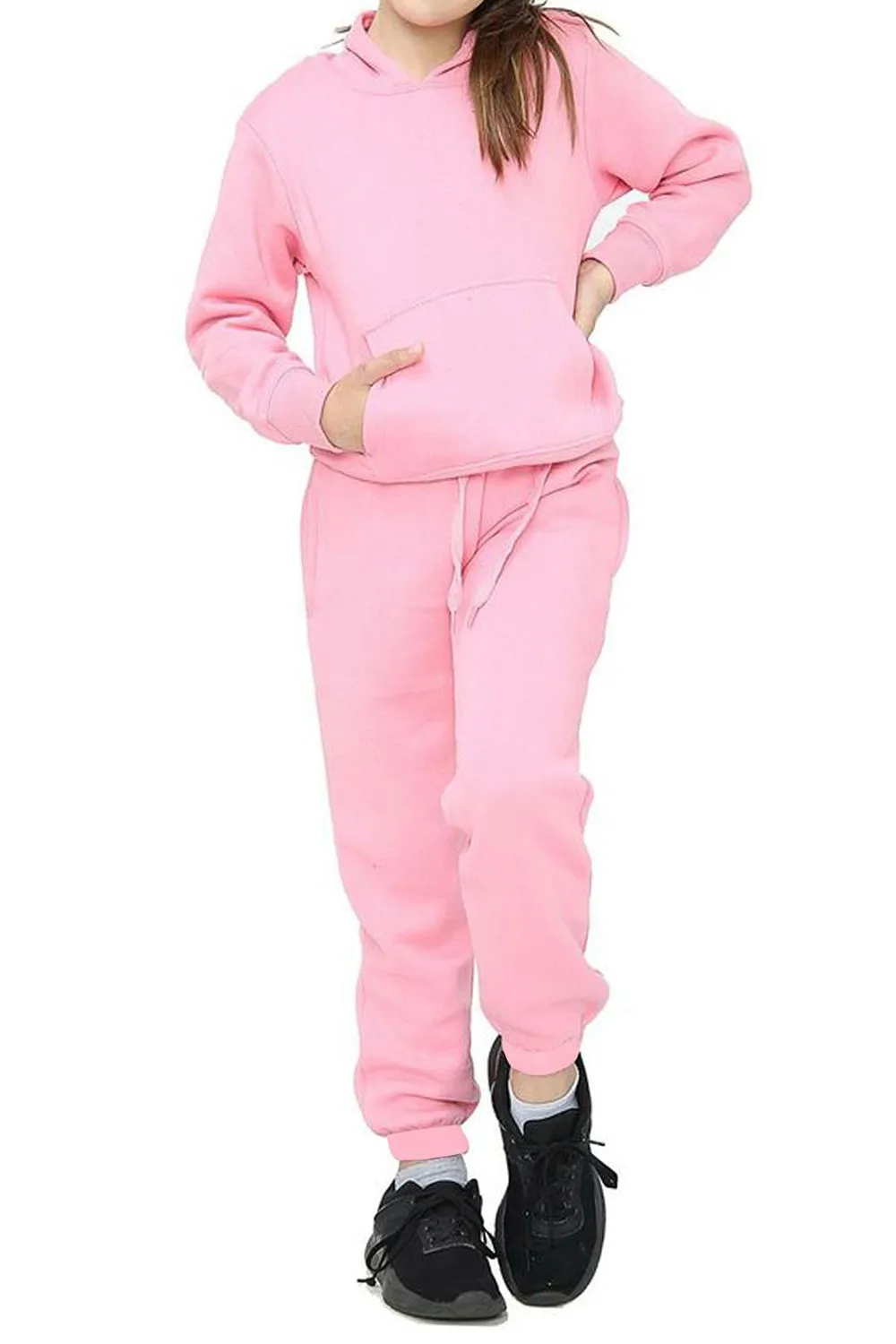 Girls Hooded Plain Tracksuit