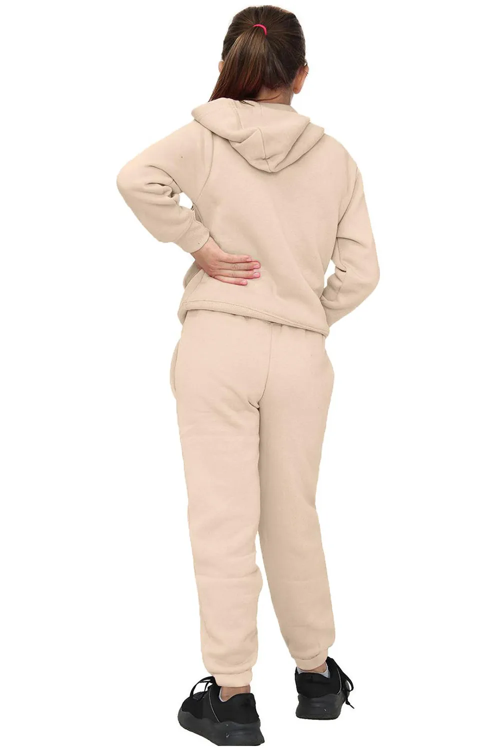 Girls Hooded Plain Tracksuit