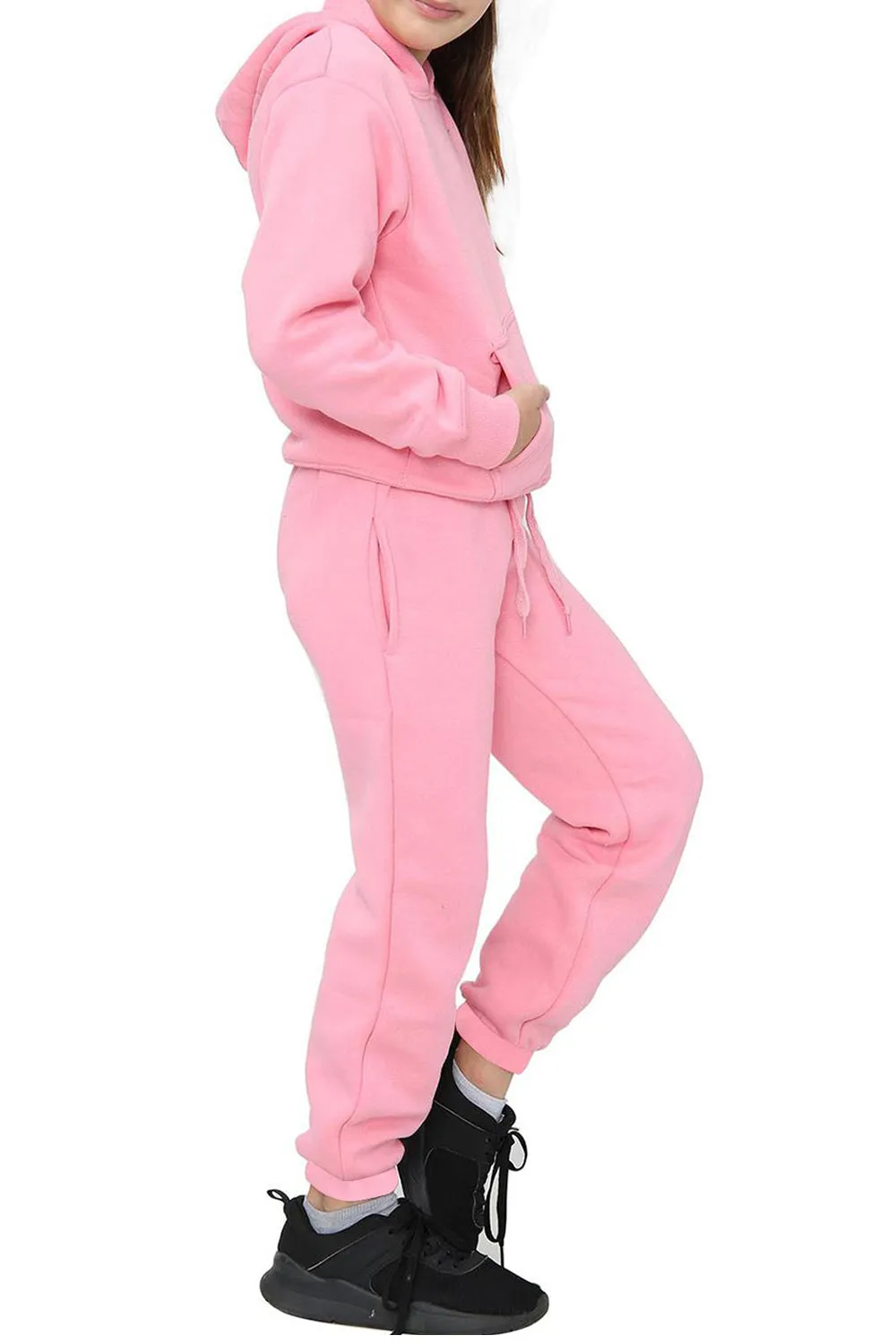 Girls Hooded Plain Tracksuit