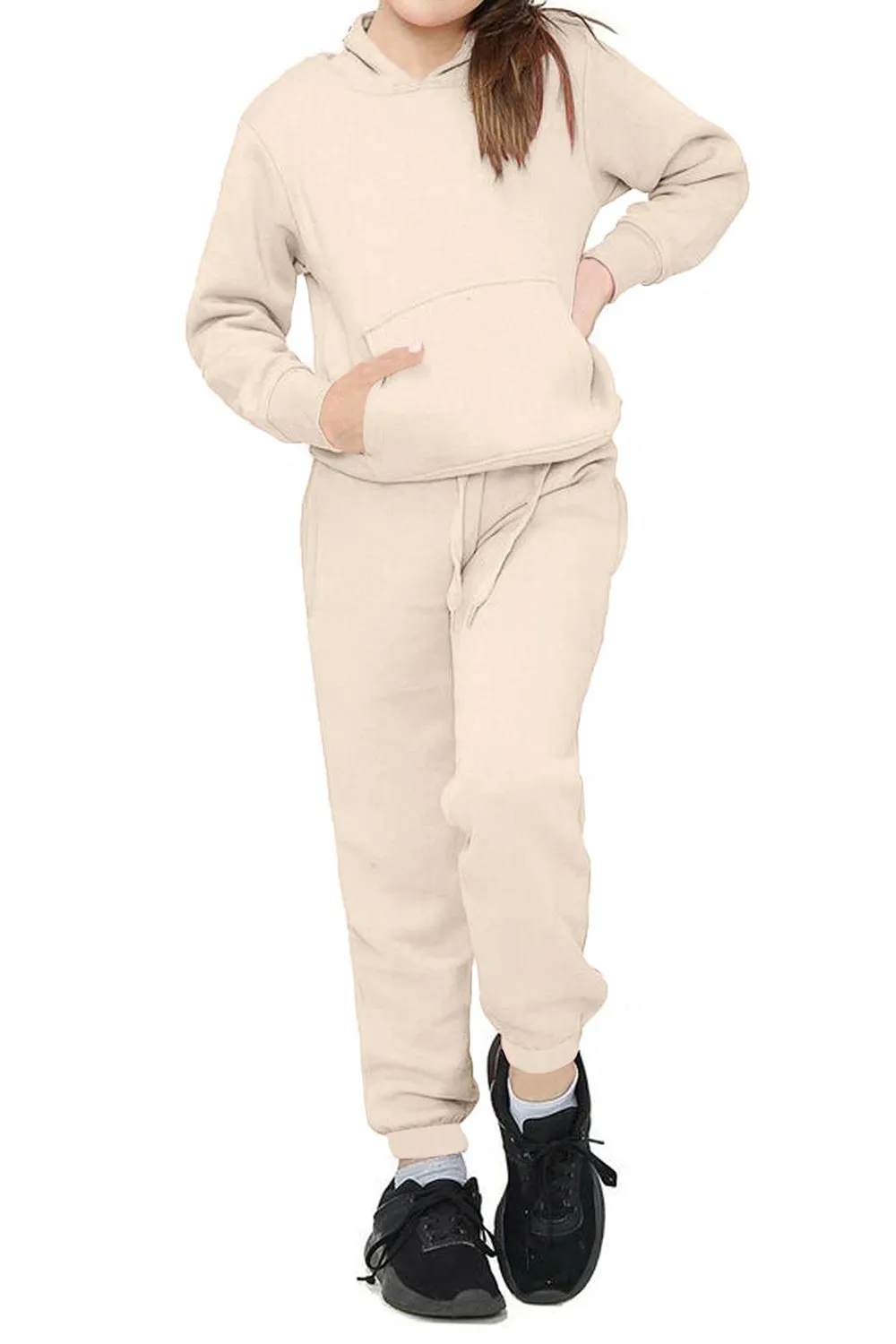 Girls Hooded Plain Tracksuit