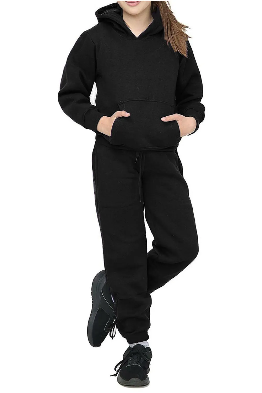 Girls Hooded Plain Tracksuit