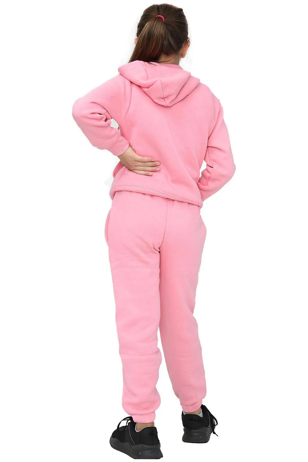 Girls Hooded Plain Tracksuit