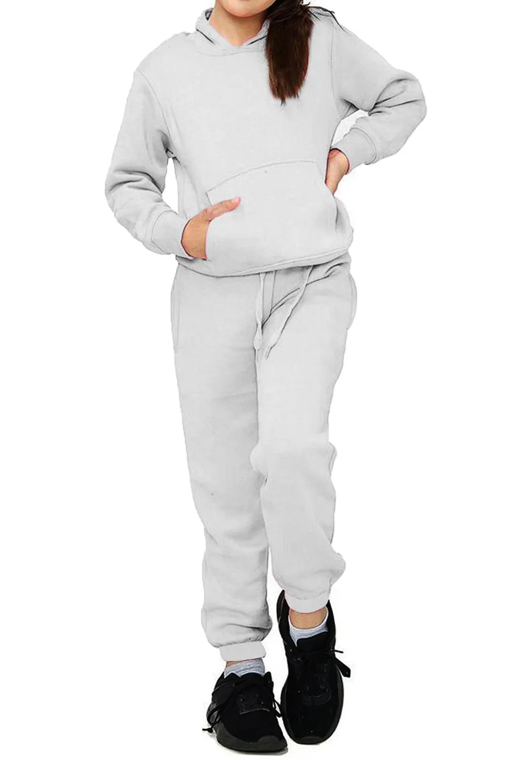 Girls Hooded Plain Tracksuit