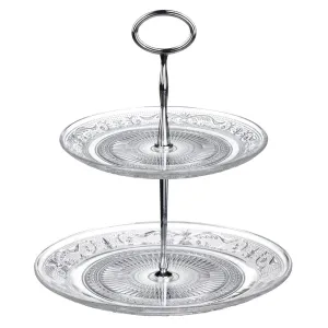 Glass Cake Stand with 2 Tiers