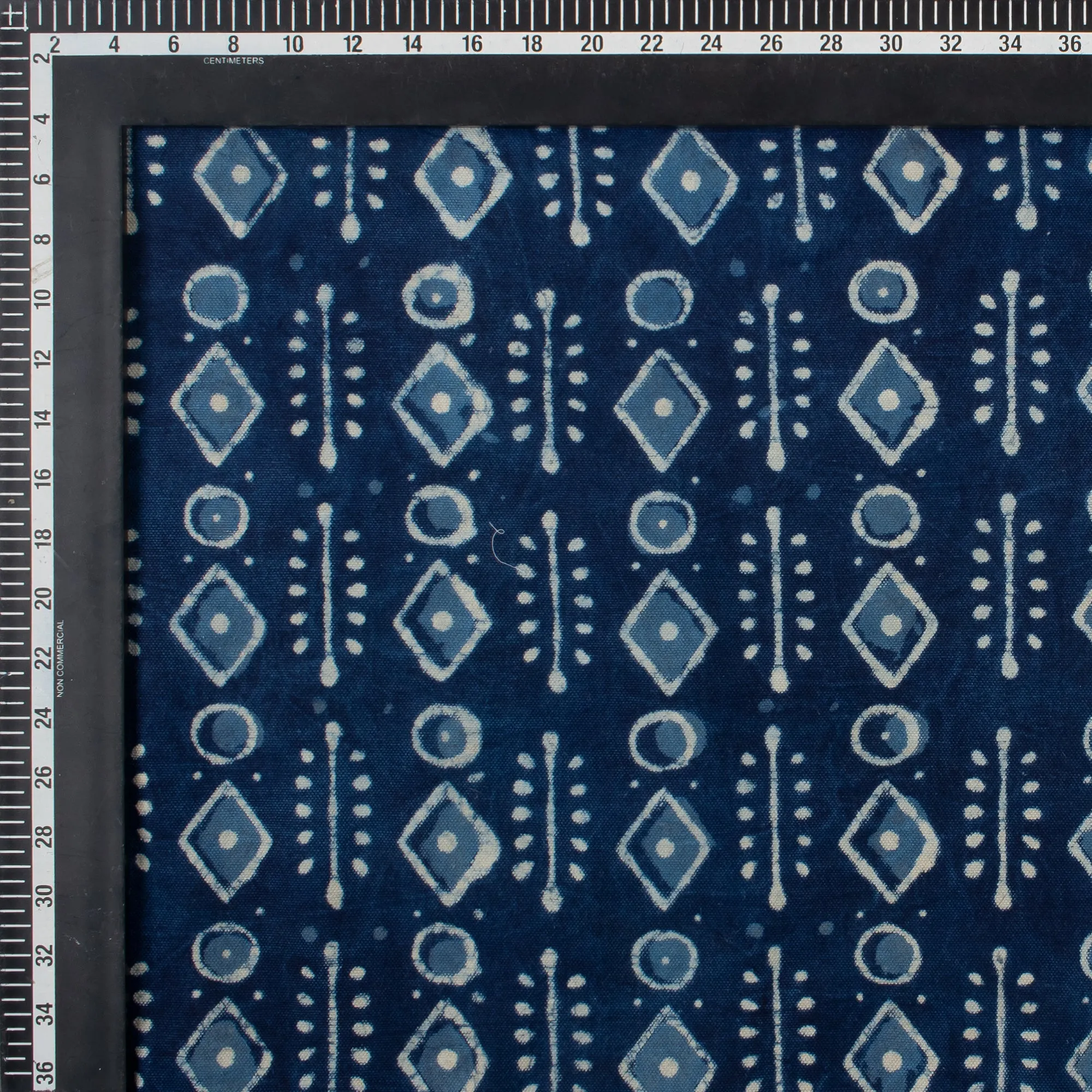 Hand Block Geometric Printed Indigo Canvas Fabric