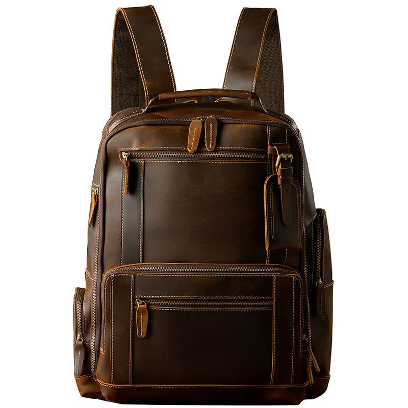 Handmade Leather Backpack – Men’s British Style Retro Vintage Design, Durable and Stylish