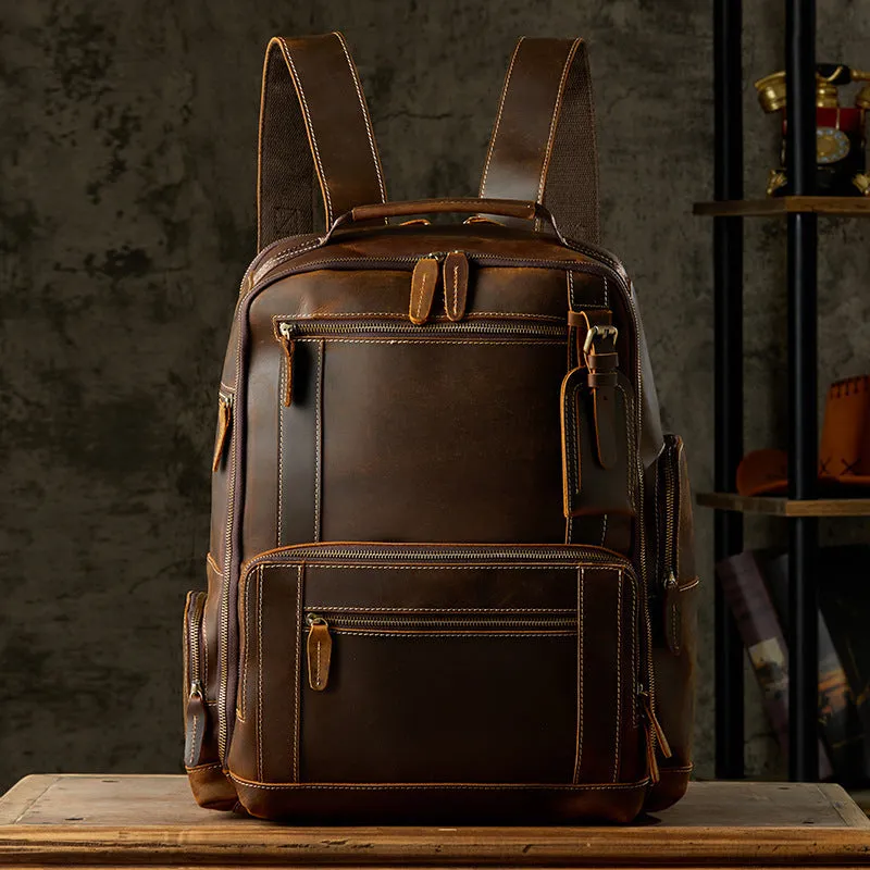 Handmade Leather Backpack – Men’s British Style Retro Vintage Design, Durable and Stylish