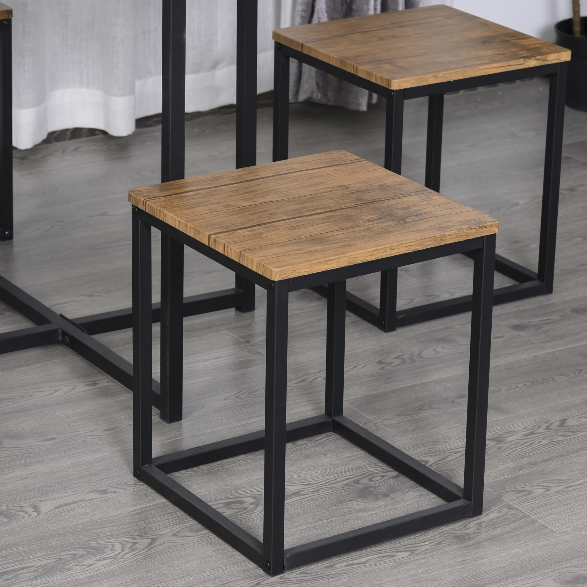 HOMCOM 5 PCS Industrial Dining Set with Metal Frame - Space-Saving Modern Classic Design