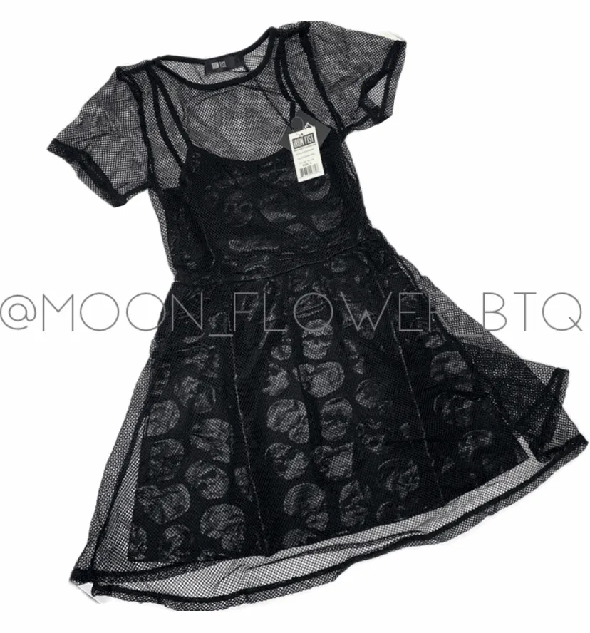 Iron Fist Skulls Club Black Mesh Skull Dress