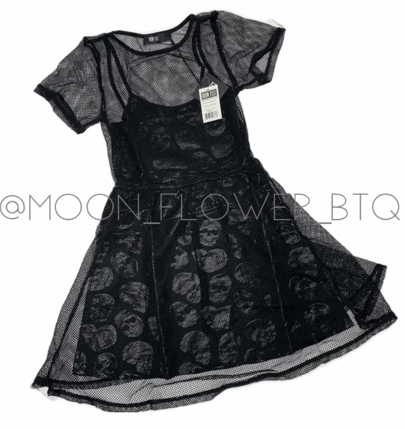 Iron Fist Skulls Club Black Mesh Skull Dress