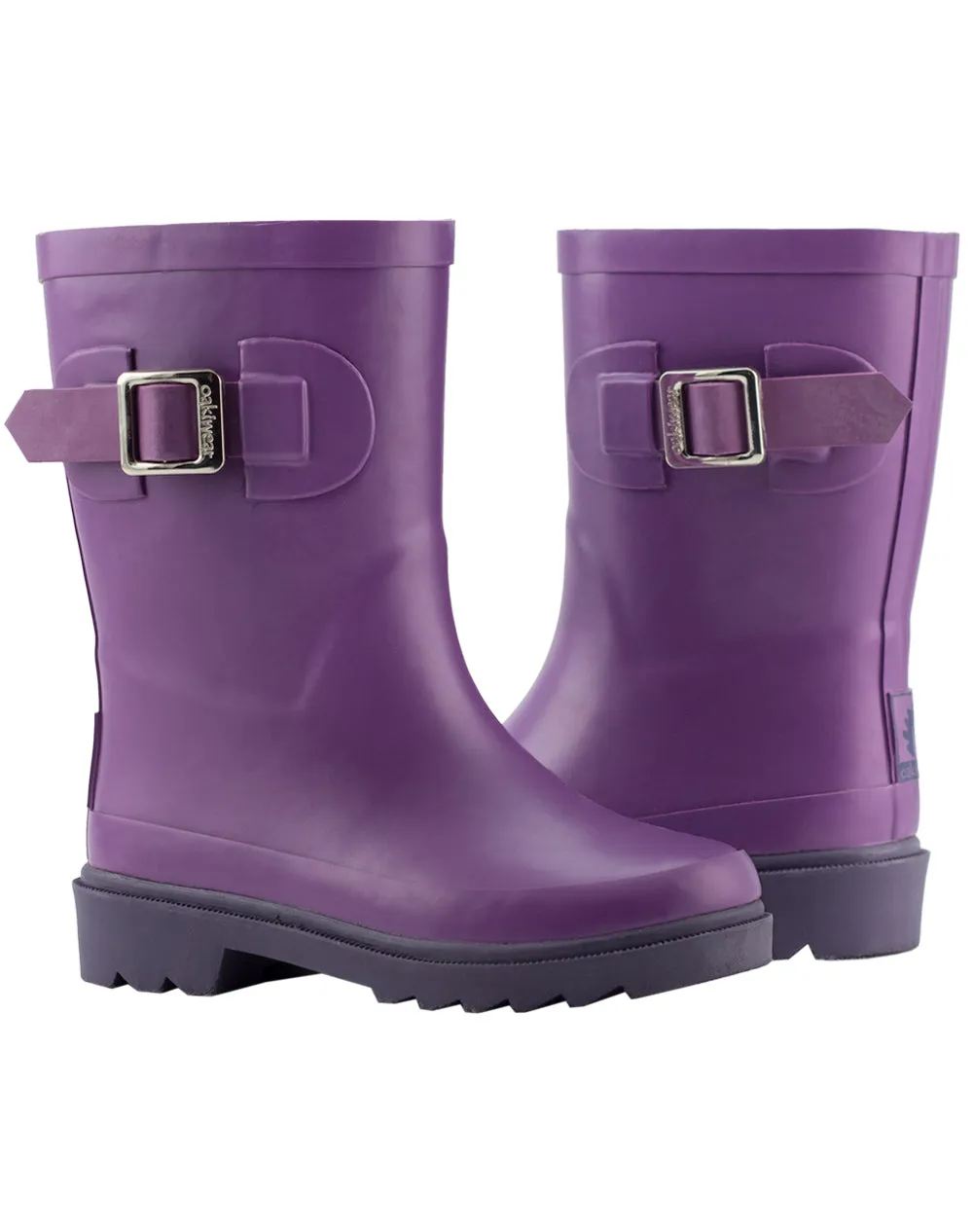 KID’S BUCKLE RUBBER RAIN BOOTS TWO-TONE PURPLE