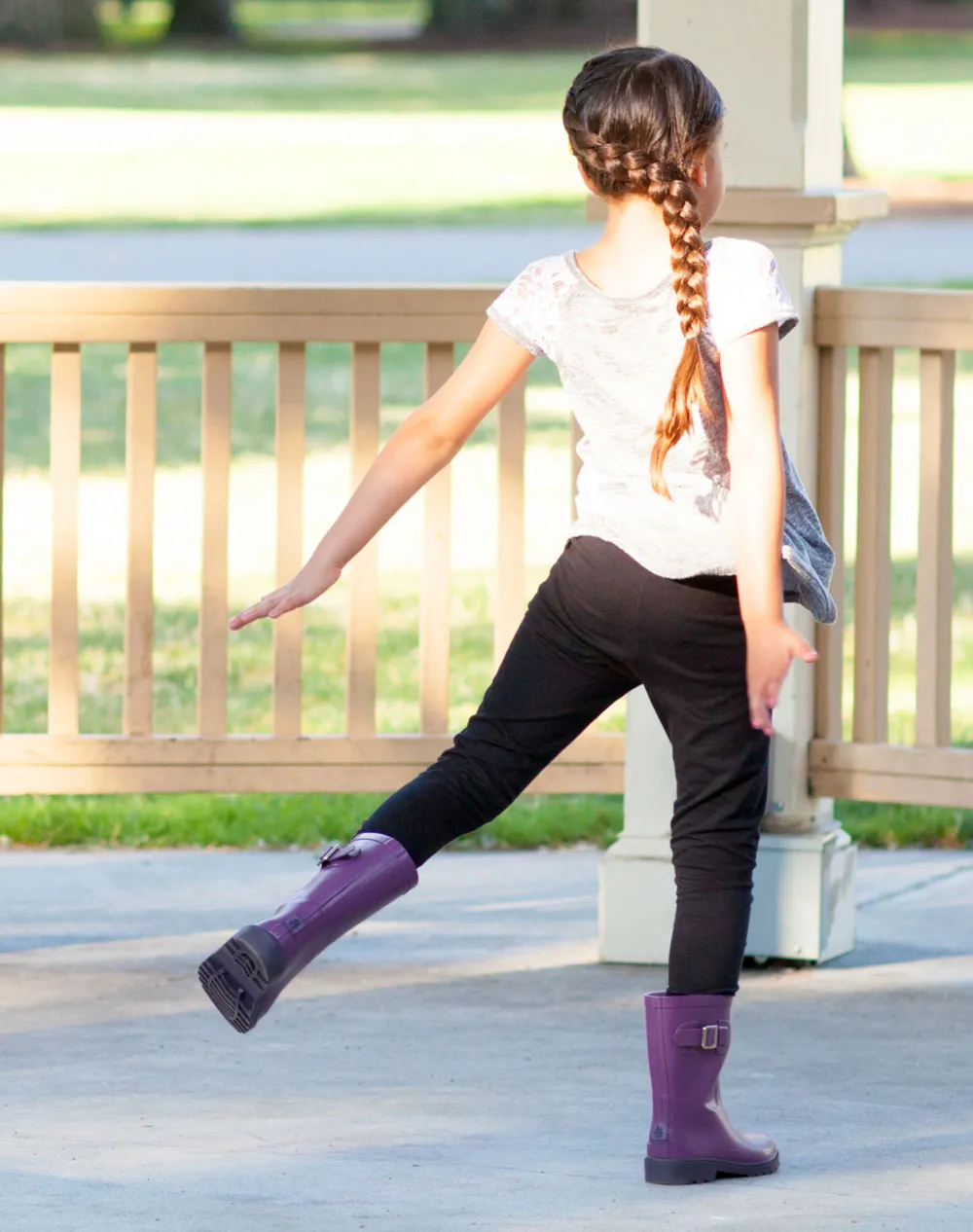 KID’S BUCKLE RUBBER RAIN BOOTS TWO-TONE PURPLE