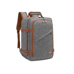 Kono Lightweight Cabin Bag Travel Business Backpack - Grey and Brown | Durable, Spacious & Airline-Compatible