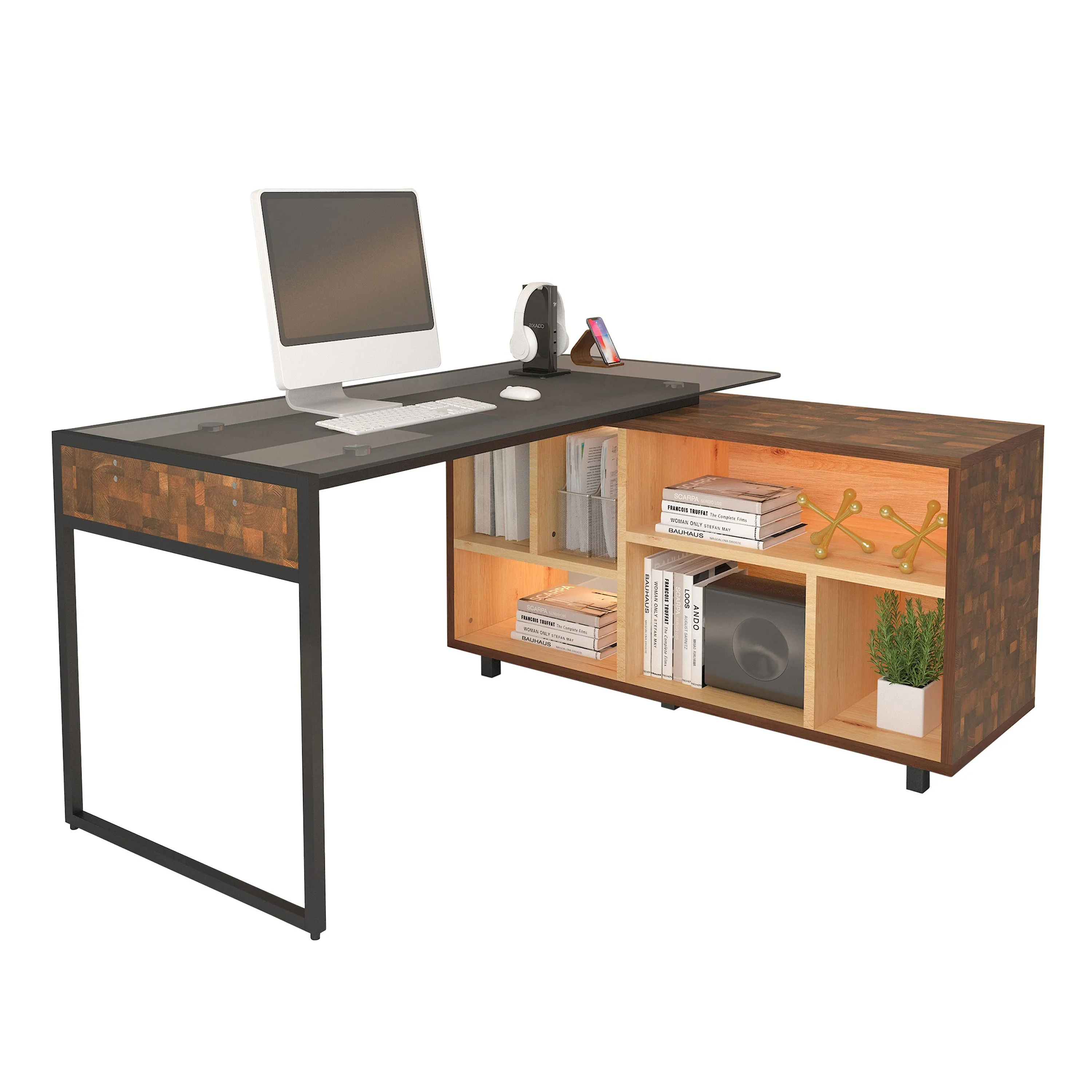 L-Shape Corner Desk with Multiple Storage