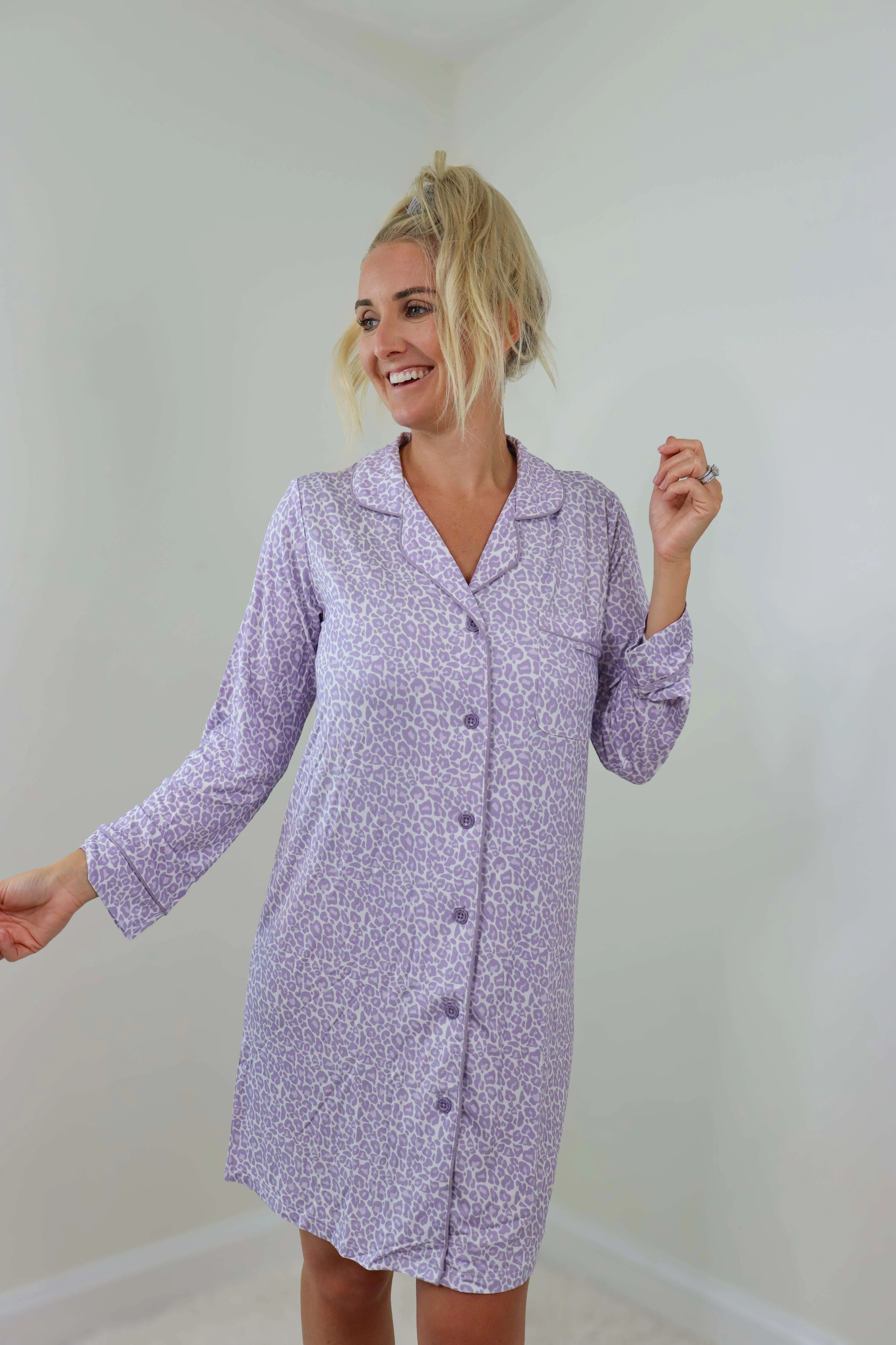 Lavender Leopard Dream Dream Nursing Nightgown