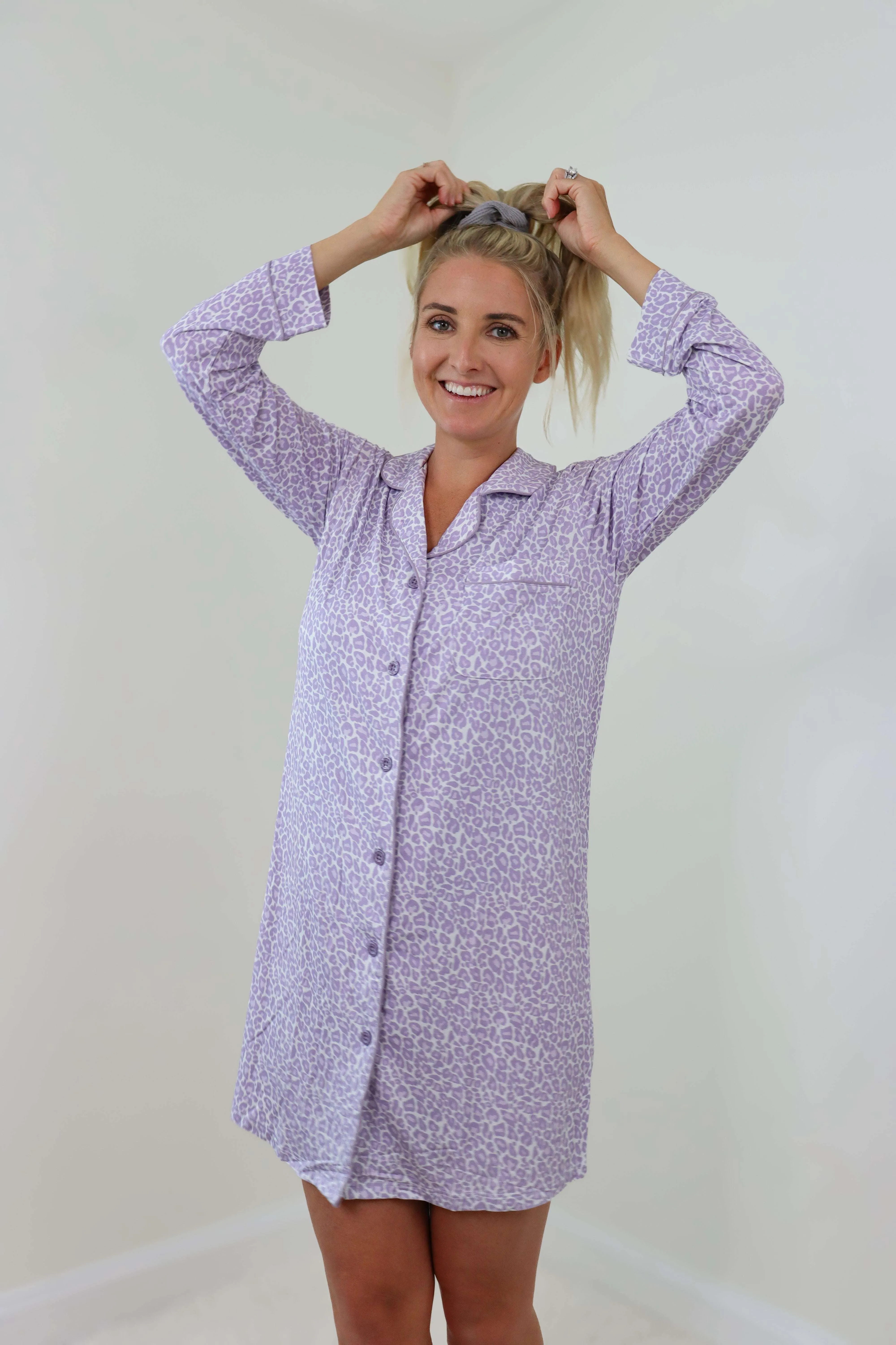 Lavender Leopard Dream Dream Nursing Nightgown