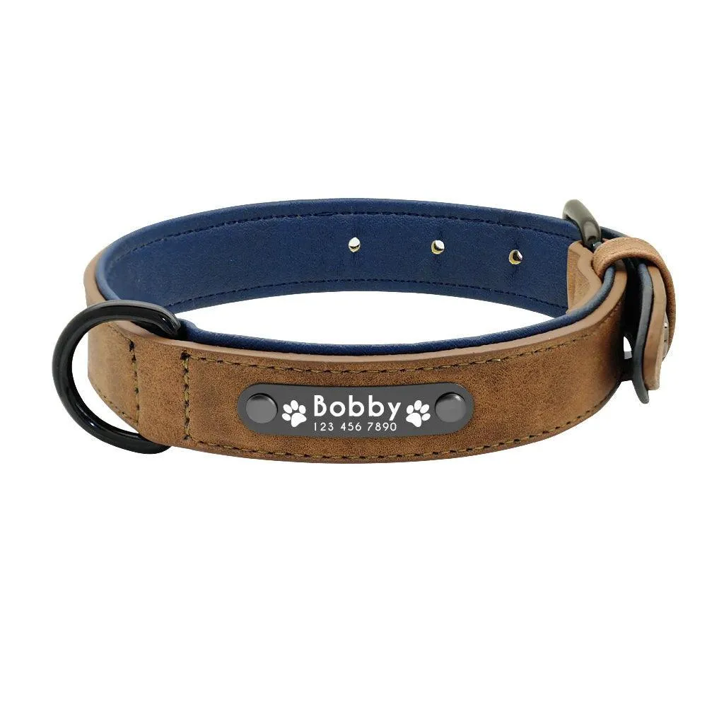 Luxury Personalized Leather Dog Collar Set: Stylish Comfort for Dogs