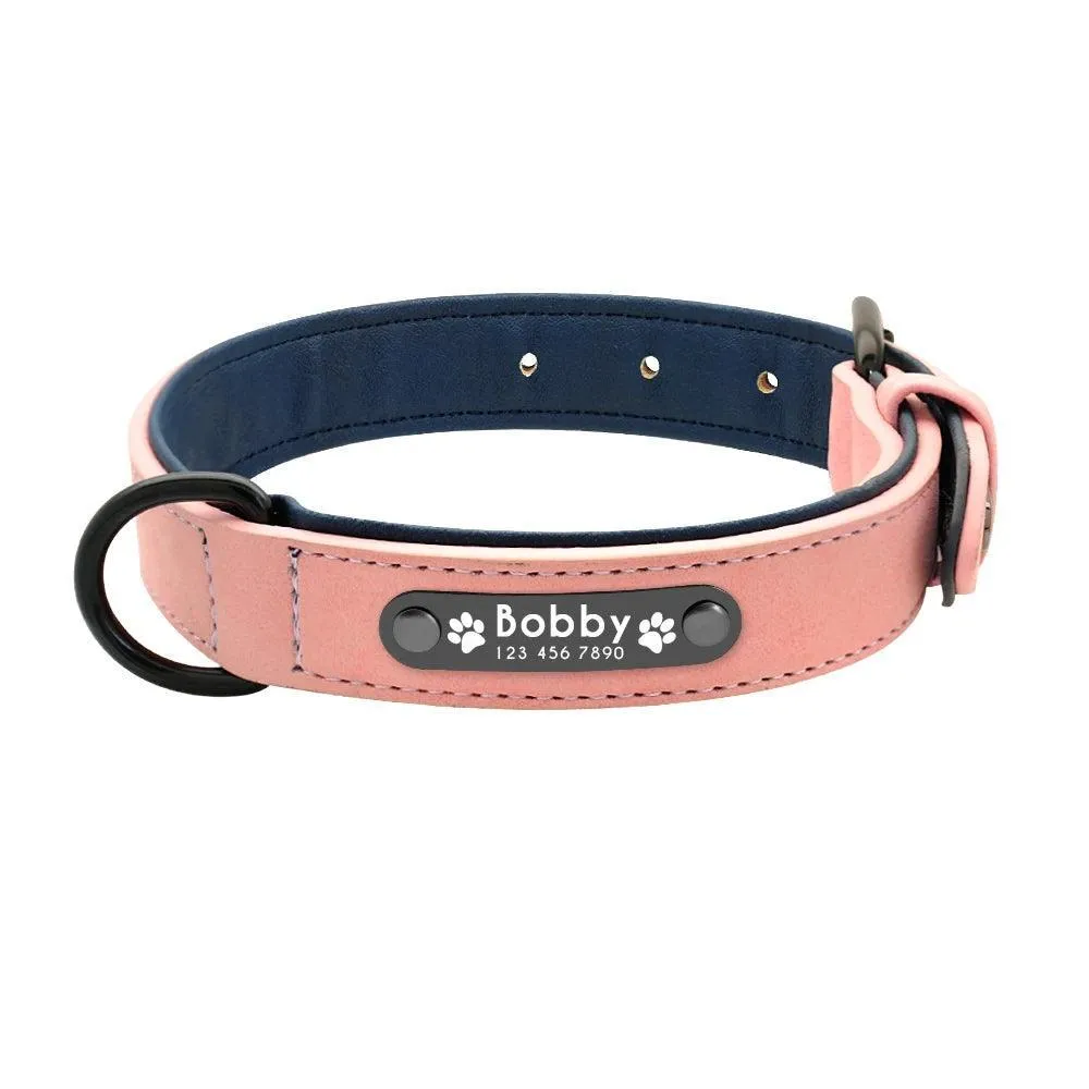 Luxury Personalized Leather Dog Collar Set: Stylish Comfort for Dogs