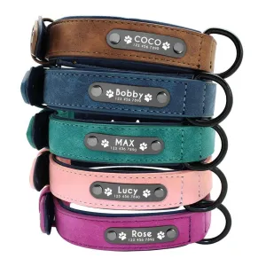 Luxury Personalized Leather Dog Collar Set: Stylish Comfort for Dogs