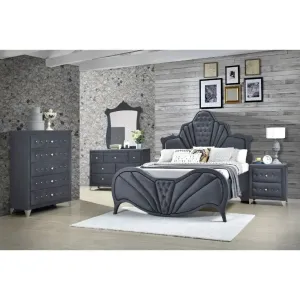 Manchester Queen Bed, Gray Velvet