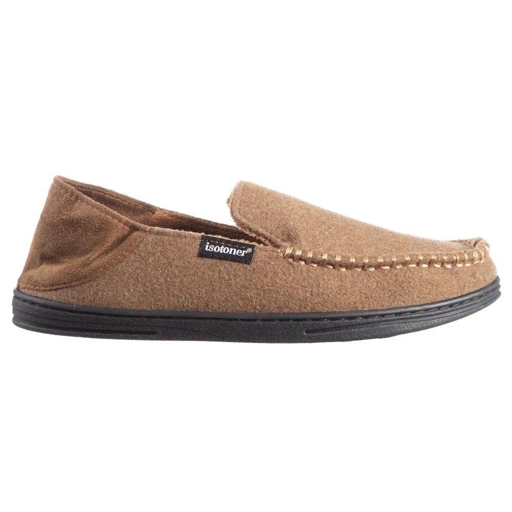 Men’s Grady Faux Wool Moccasin Slippers with Collapsible Heel