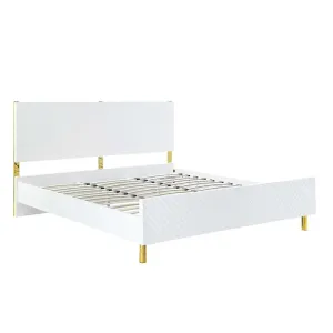 Myra Queen Bed, White High Gloss Finish