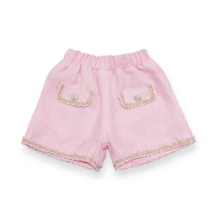 Novelty Button Tweed Shorts-pink