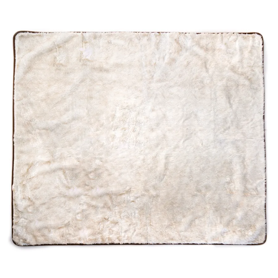 Paw.com x BarkBox PupProtector™ Short Fur Waterproof Throw Blanket - White with Brown Accents